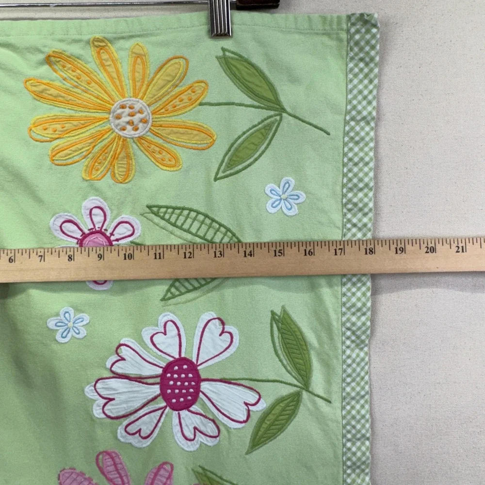 Pottery Barn Kids Window Valance 18x42 Green Floral Embroidered Cottagecore VTG